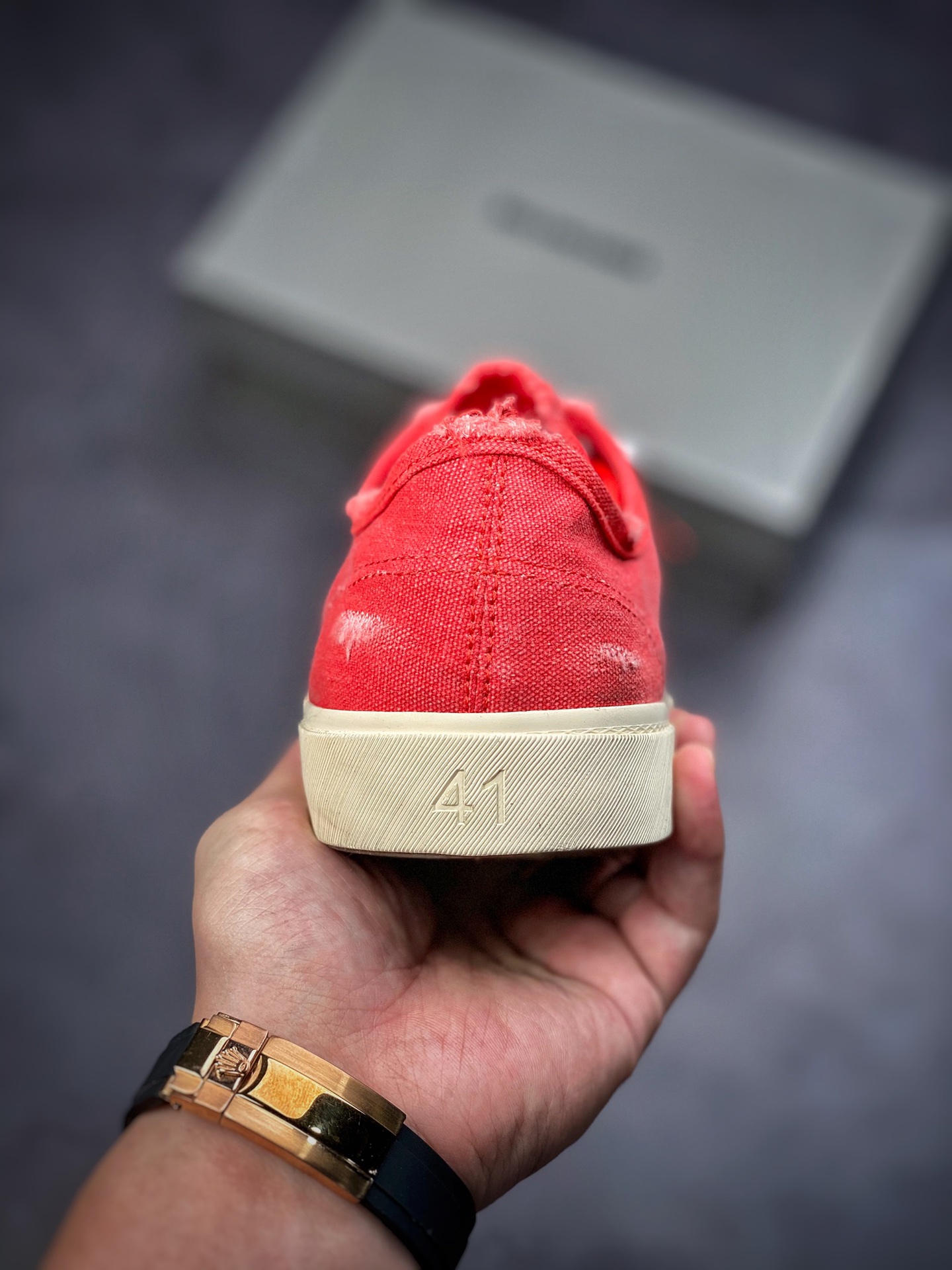 BALENCIAGA Balenciaga red canvas shoes 22 summer new products PARIS wear and old effect casual low-top canvas shoes