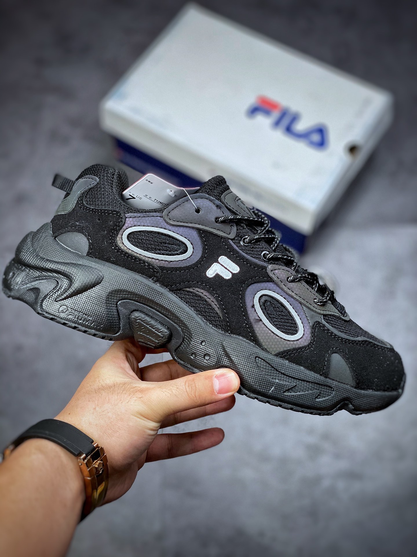 FILA FUSION Fila tide brand old shoes female summer hard candy shoes running shoes T12M217314FBK