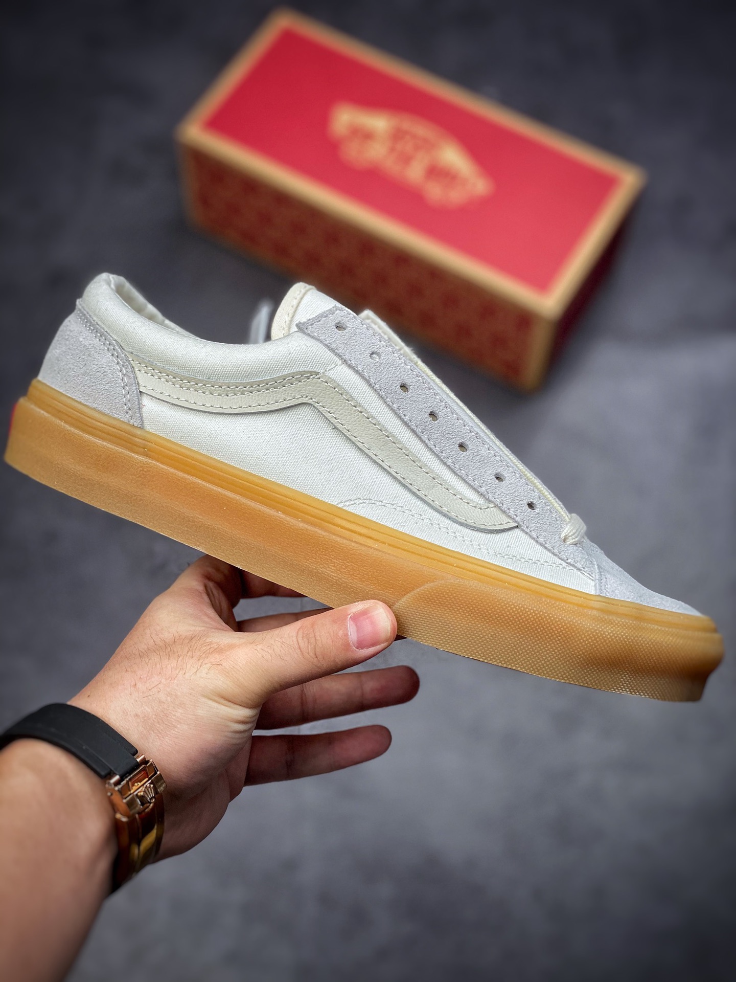 Vans Style 36 Vans 2022 Beige Raw Rubber Sole Retro Low-Top Casual Sports Board Shoes VN0A54F6A9E1