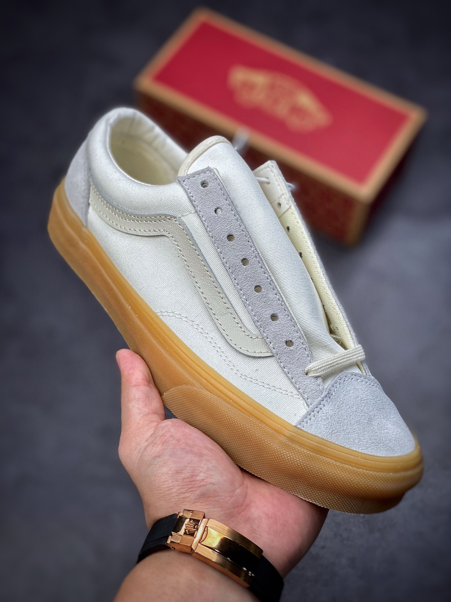 Vans Style 36 Vans 2022 Beige Raw Rubber Sole Retro Low-Top Casual Sports Board Shoes VN0A54F6A9E1