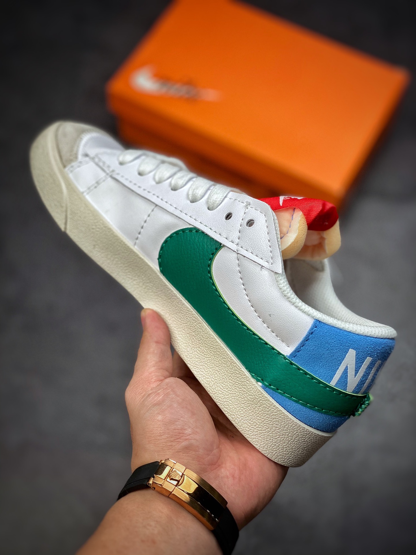 Nike Blazer Low'77 Jumbo White Green Blue Classic All-match Low Top Trailblazer Casual Sports Sneakers DQ1470-100