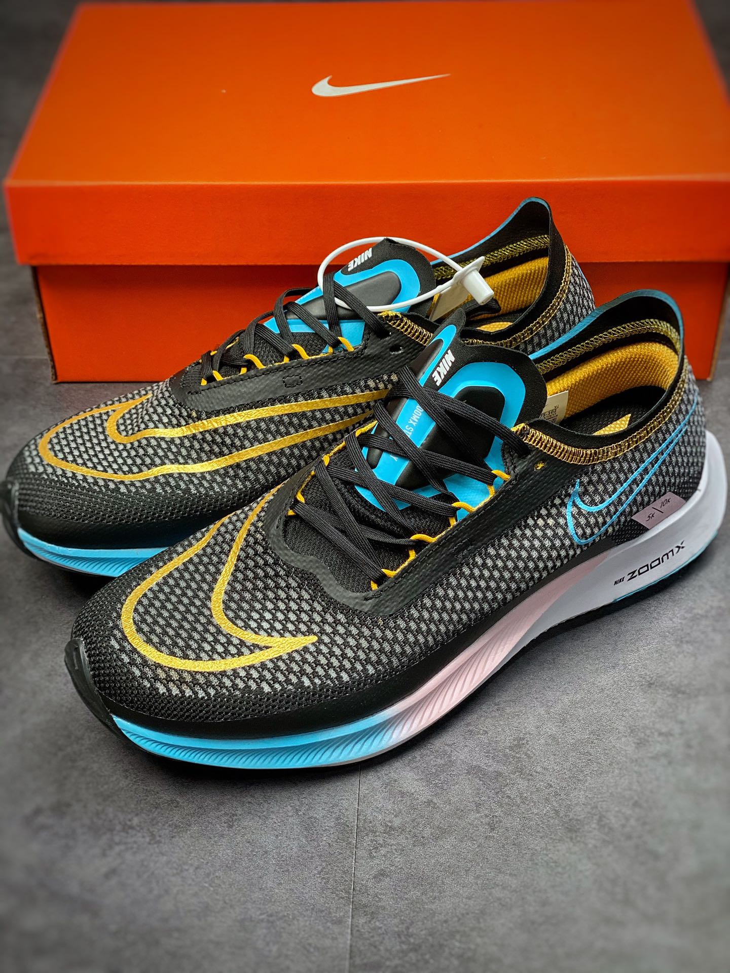 180 Nike ZoomX Streakfly Proto Running”Black/Gold/Sky Blue/Pink”5K/10K短跑马慢跑鞋DH9275-102