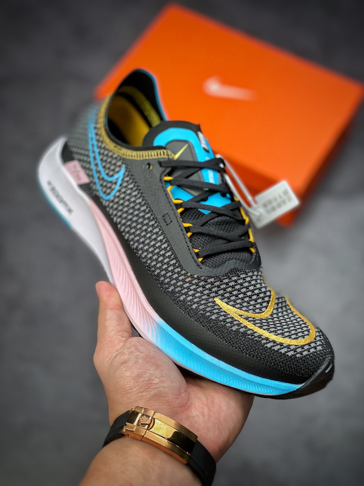 180 Nike ZoomX Streakfly Proto Running”Black/Gold/Sky Blue/Pink”5K/10K短跑马慢跑鞋DH9275-102