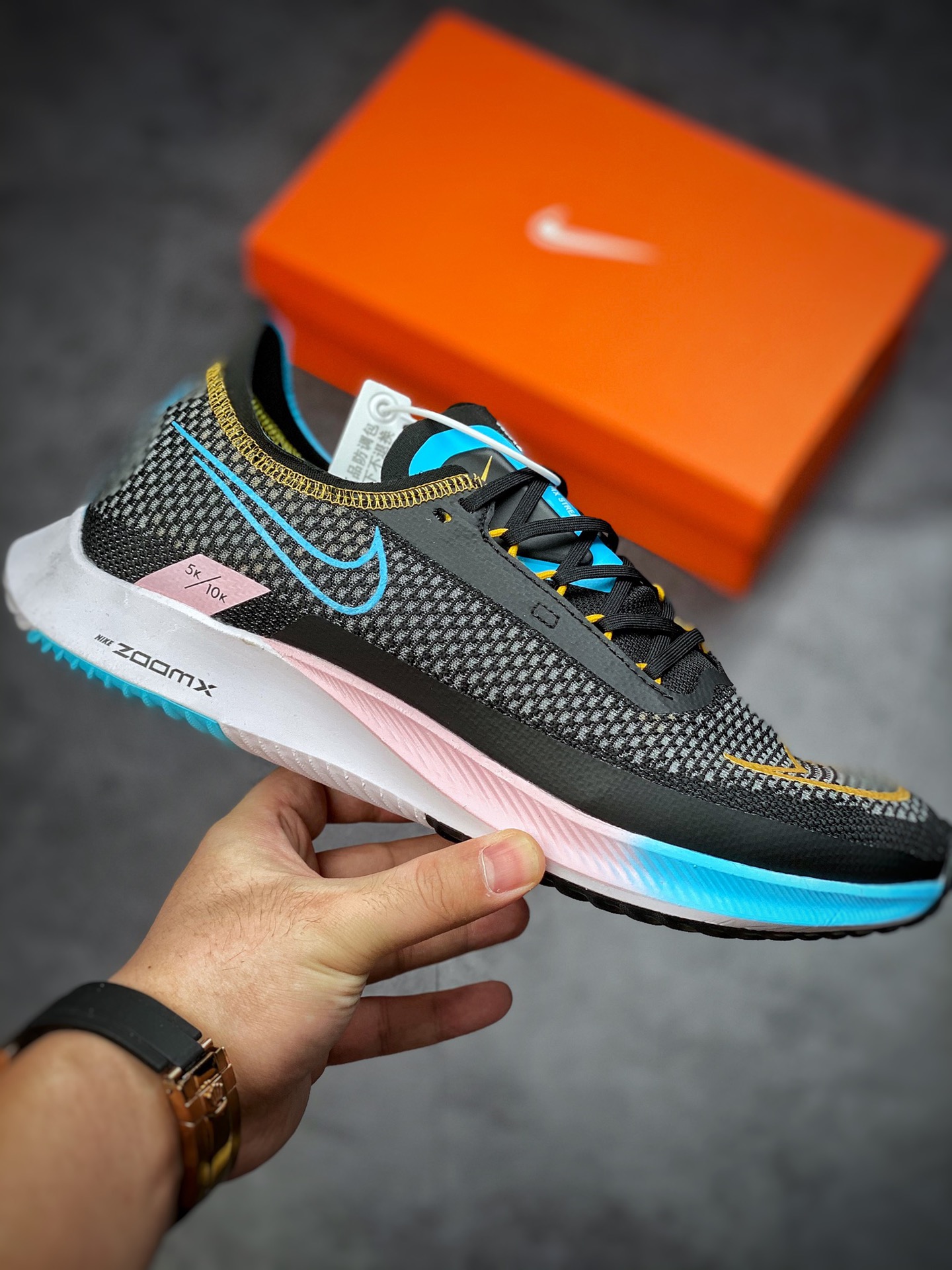 180 Nike ZoomX Streakfly Proto Running”Black/Gold/Sky Blue/Pink”5K/10K短跑马慢跑鞋DH9275-102