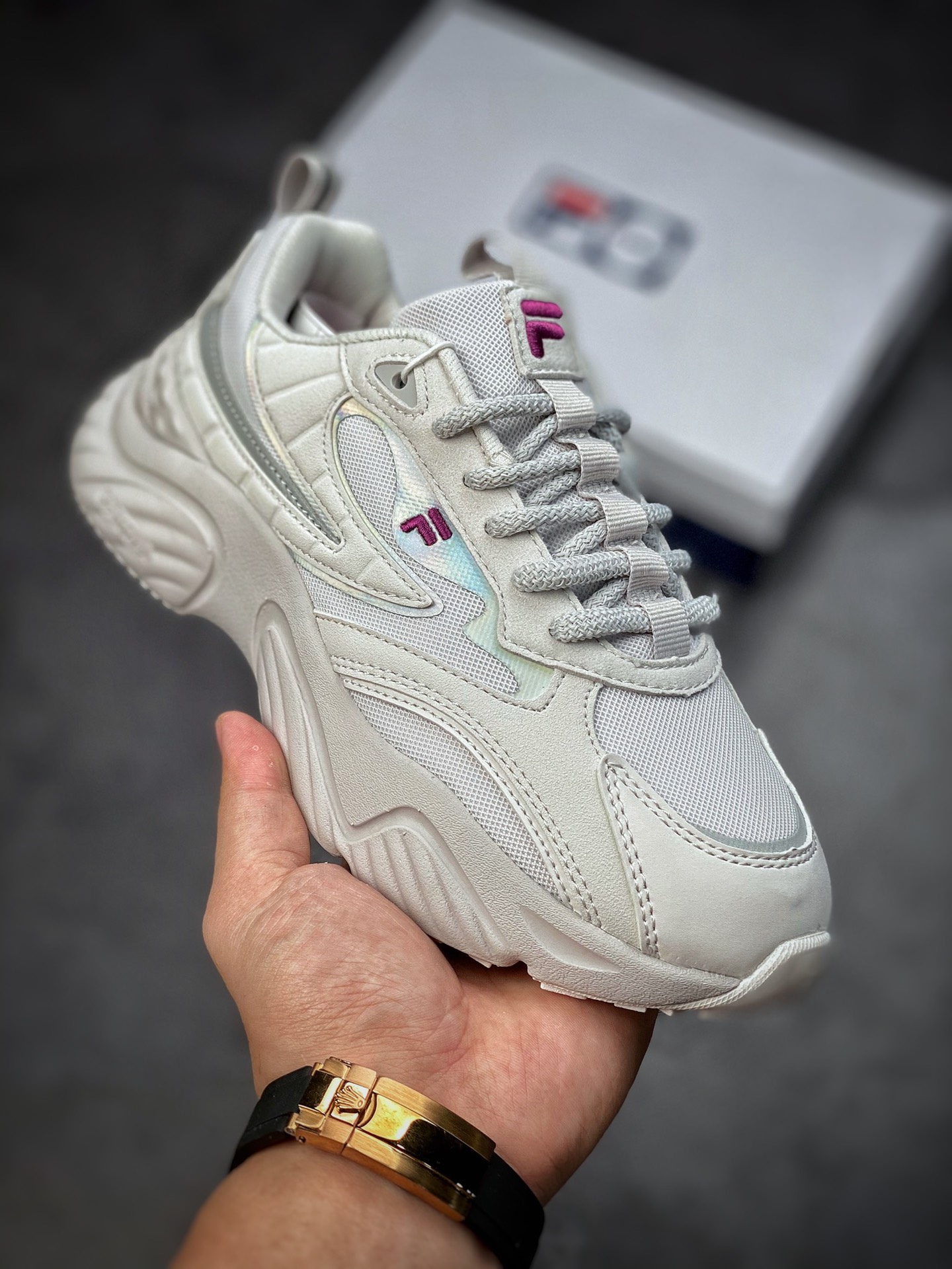 Fila FUSION Conch Conch series dad wind heightened retro neutral casual sports jogging shoes T12W217303FNS