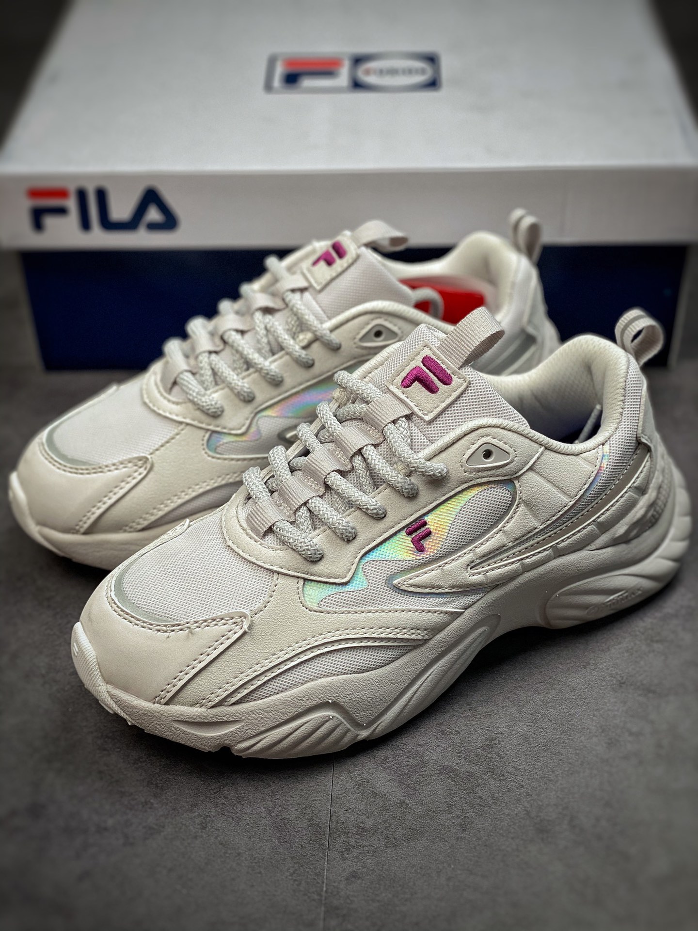 Fila FUSION Conch Conch series dad wind heightened retro neutral casual sports jogging shoes T12W217303FNS