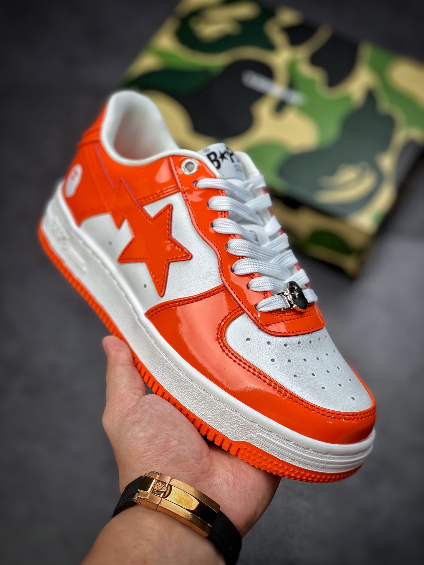 BAPE SK8 STA ape head joint sneakers/white orange 191001M