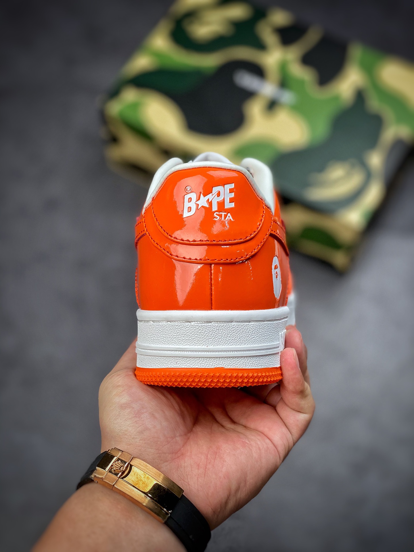 BAPE SK8 STA ape head joint sneakers/white orange 191001M