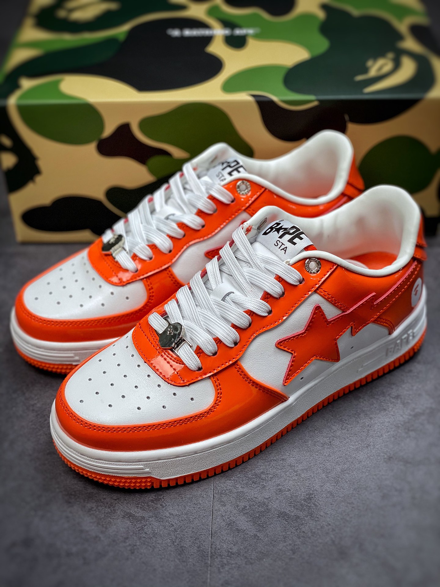 BAPE SK8 STA ape head joint sneakers/white orange 191001M