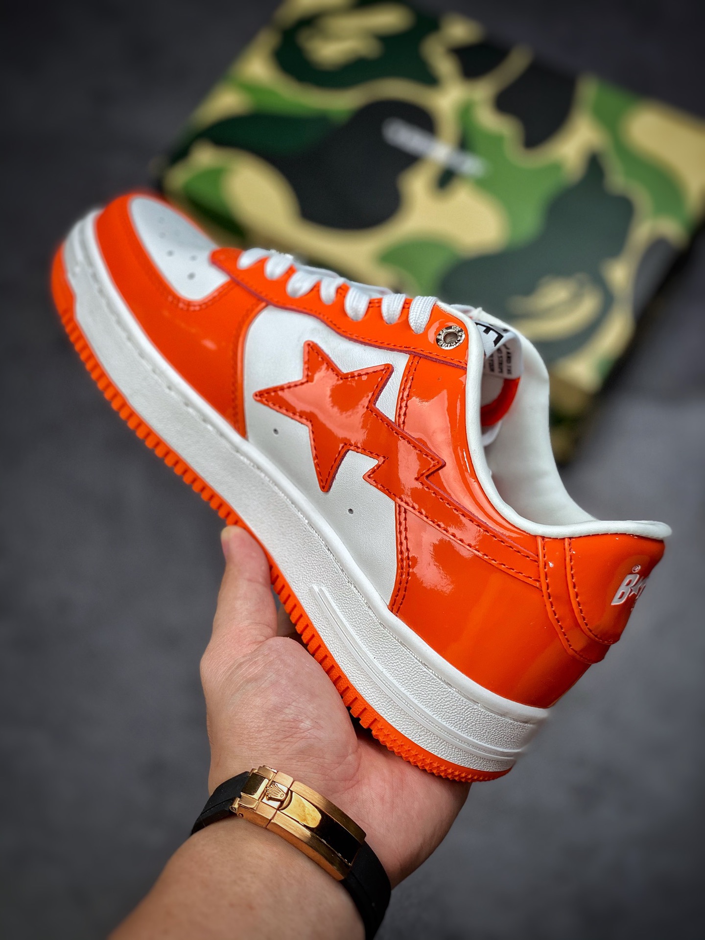 BAPE SK8 STA ape head joint sneakers/white orange 191001M