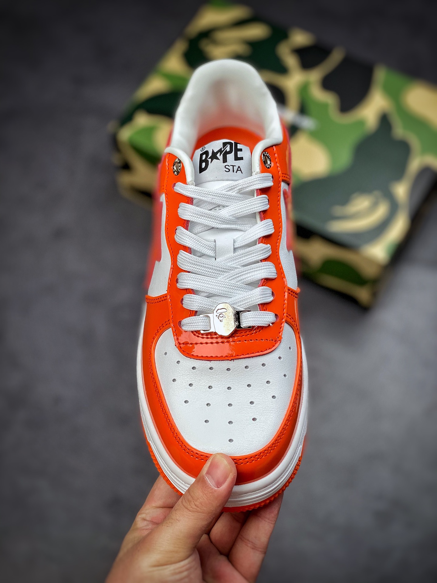 BAPE SK8 STA ape head joint sneakers/white orange 191001M