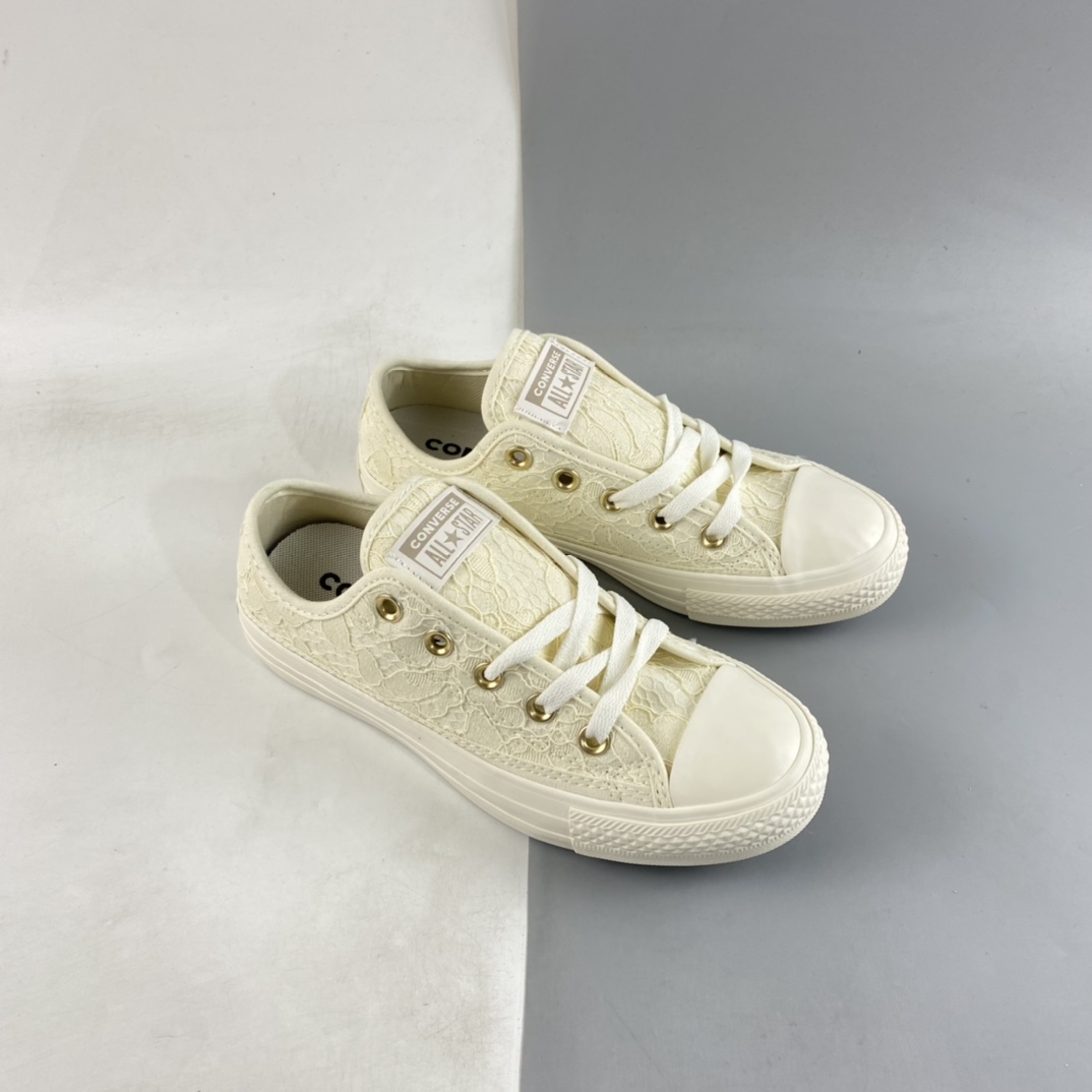 Converse Chuck Taylor All Star Cream White Lace Low-Top Sneakers A01776C