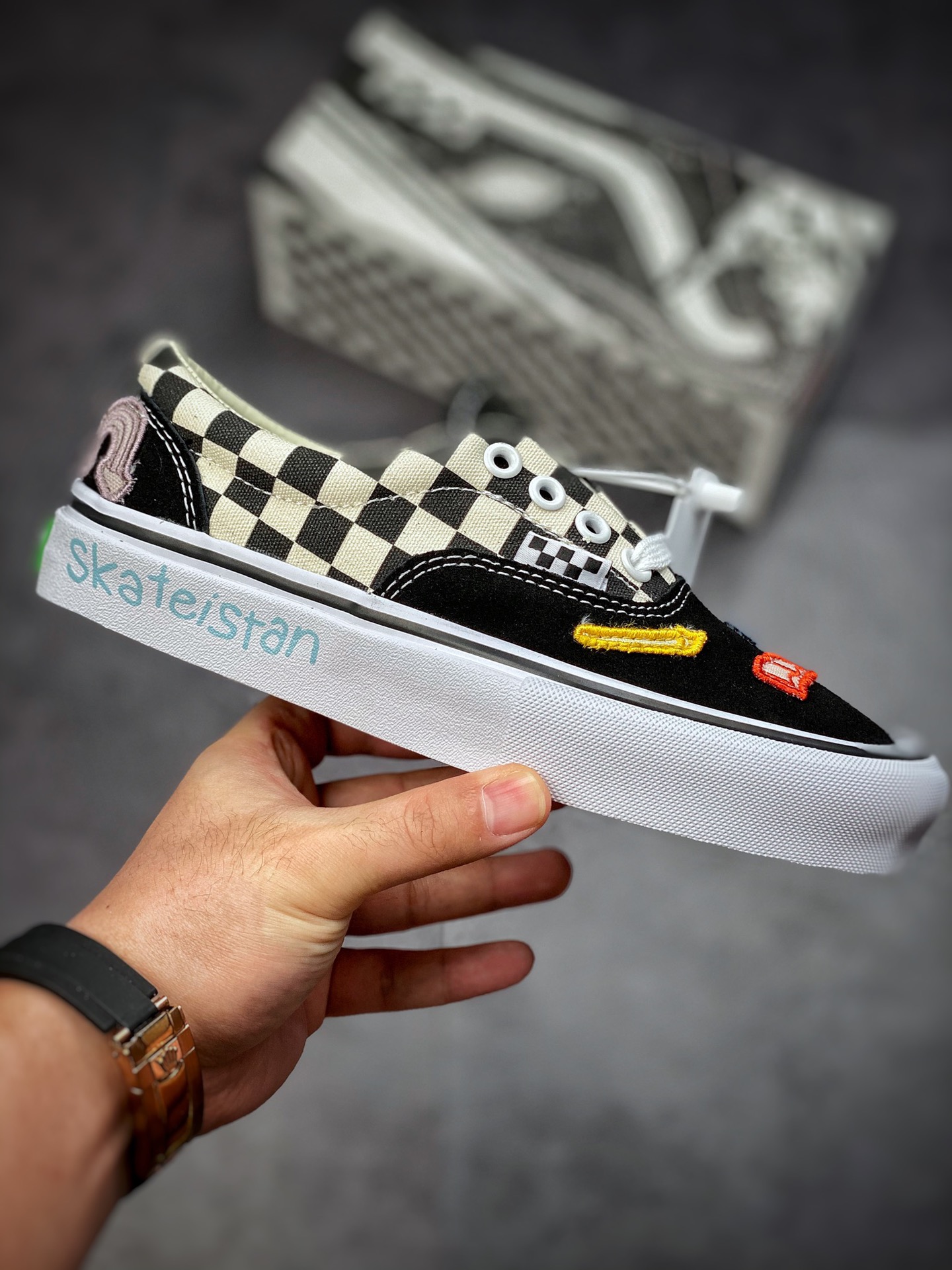 Vans Small Sunflower Embroidered Checkerboard Skate Era Forever Classic Checkerboard Super Versatile VN0A5FC989C