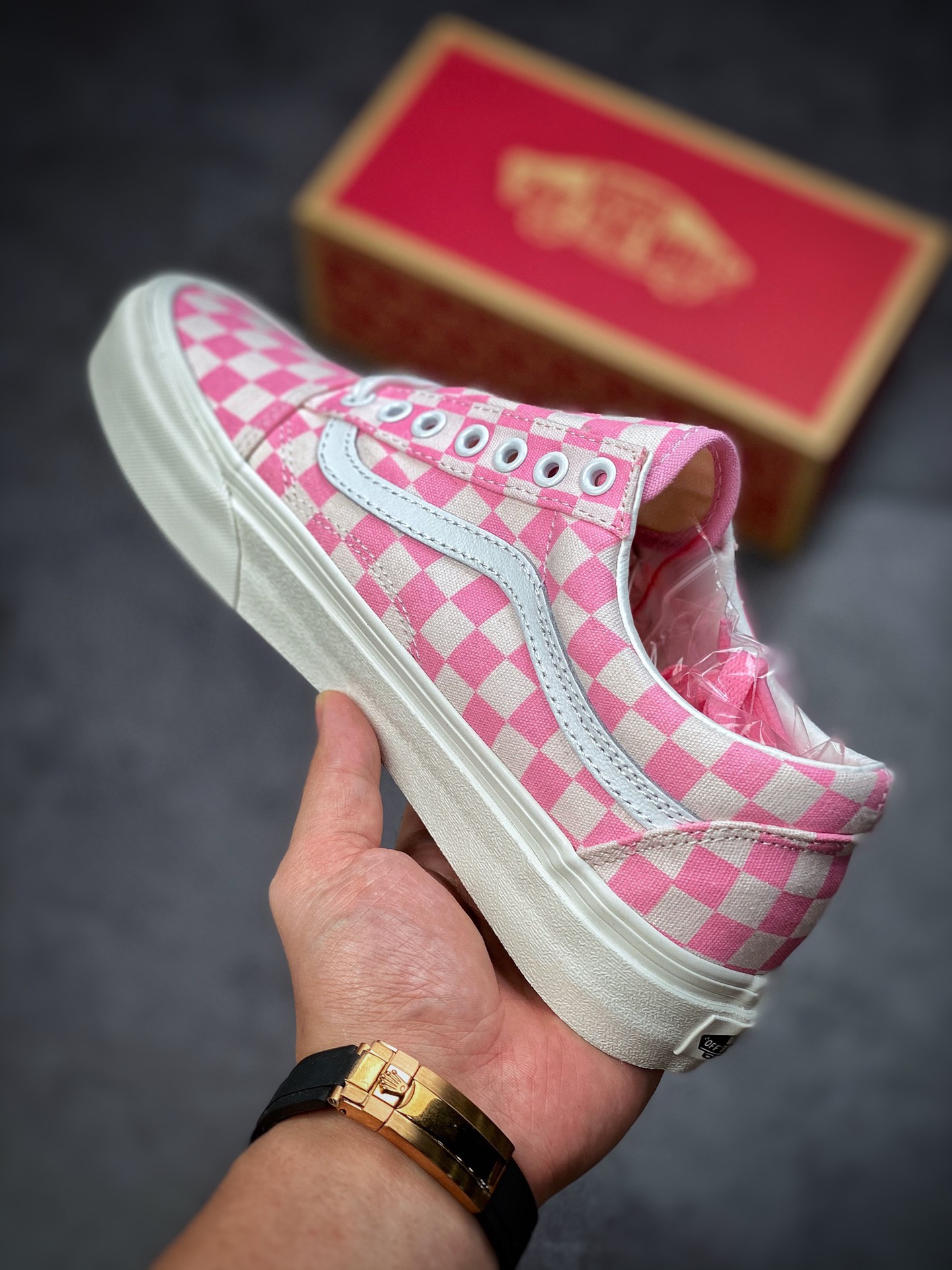 Vans Old Skool Vans Official Cherry Blossom Powder Checkerboard Shoe Canvas Shoes VN0A7Q2JZY2