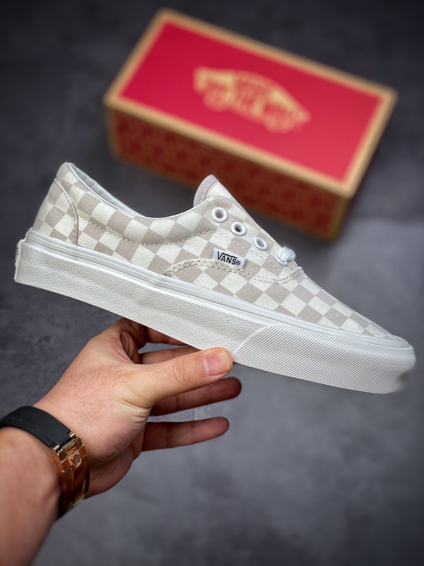 Vans Era Vans official milk tea color checkerboard low-top casual board shoes VN0A5JMLDR9