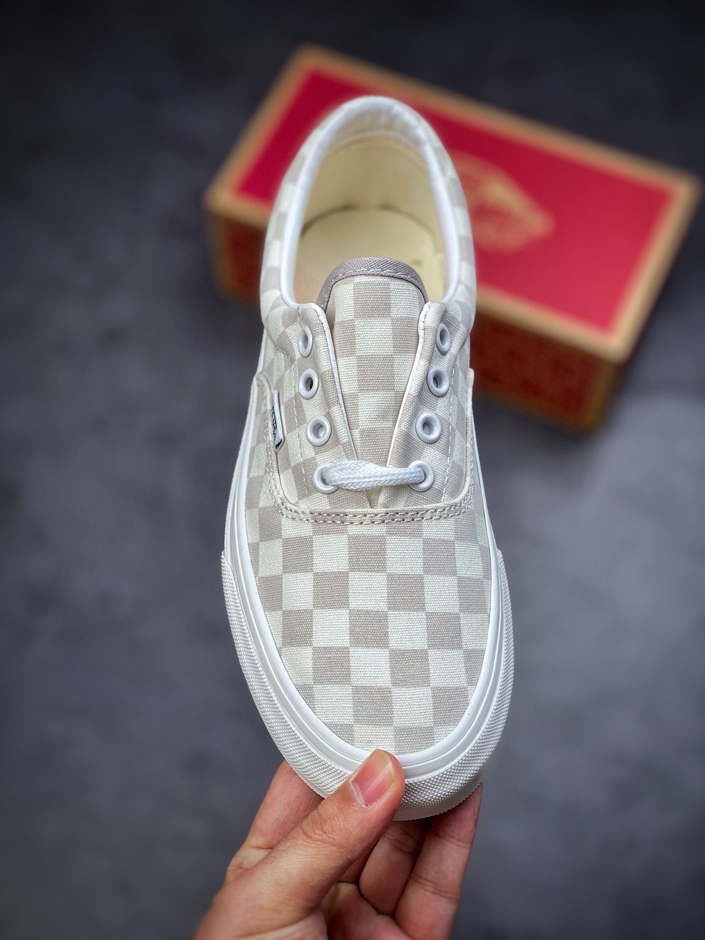 Vans Era Vans official milk tea color checkerboard low-top casual board shoes VN0A5JMLDR9