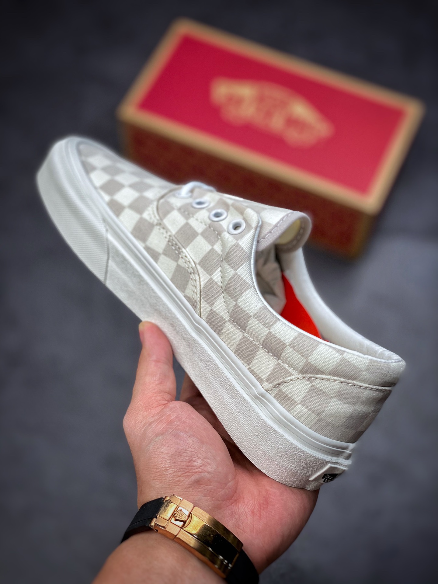 Vans Era Vans official milk tea color checkerboard low-top casual board shoes VN0A5JMLDR9