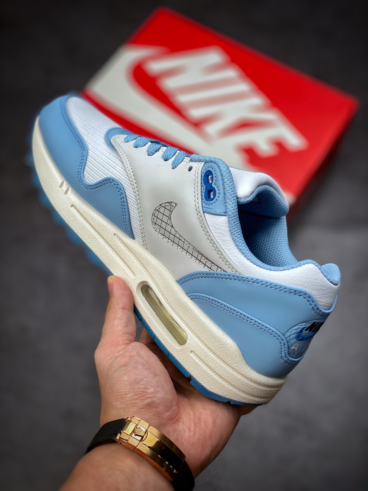 Nike Air Max 1 White Gray Blue 