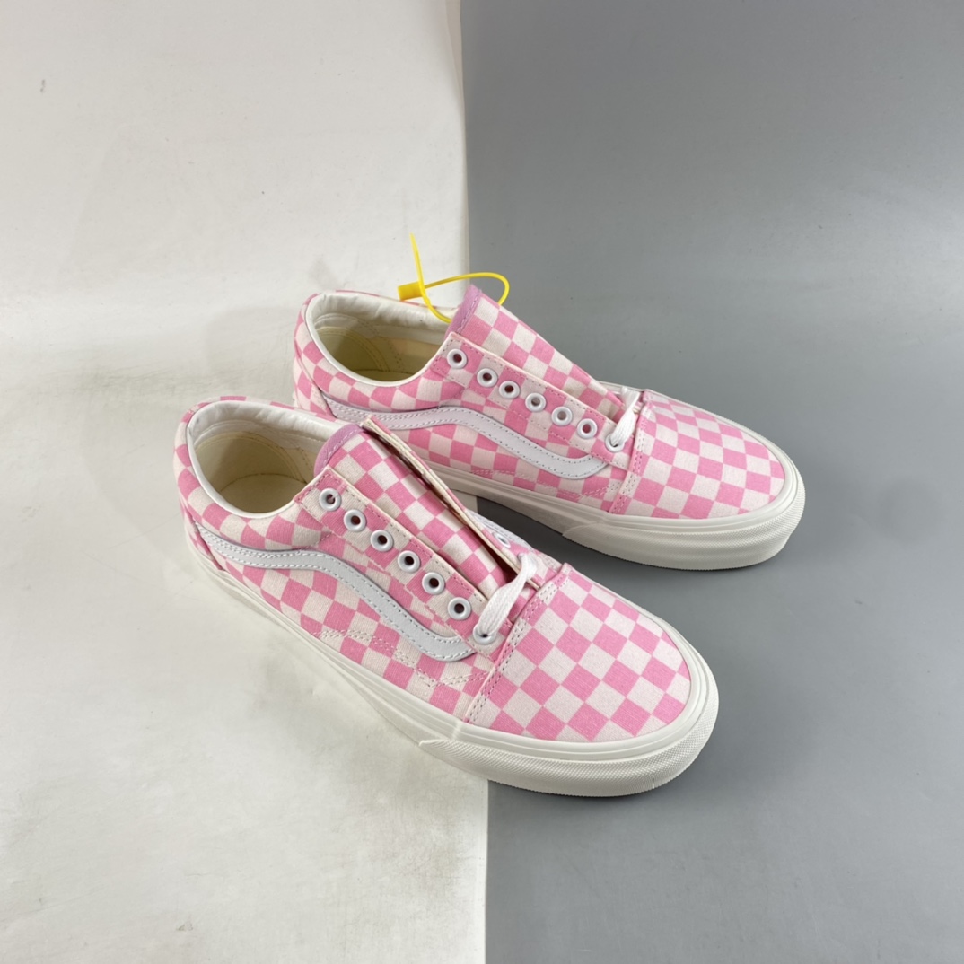 Vans Old Skool Vans Official Cherry Blossom Powder Checkerboard Shoe Canvas Shoes VN0A7Q2JZY2