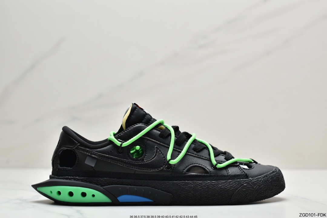 Off-White x NikeBlazerLow Black and Green Deconstructed DH7863-001