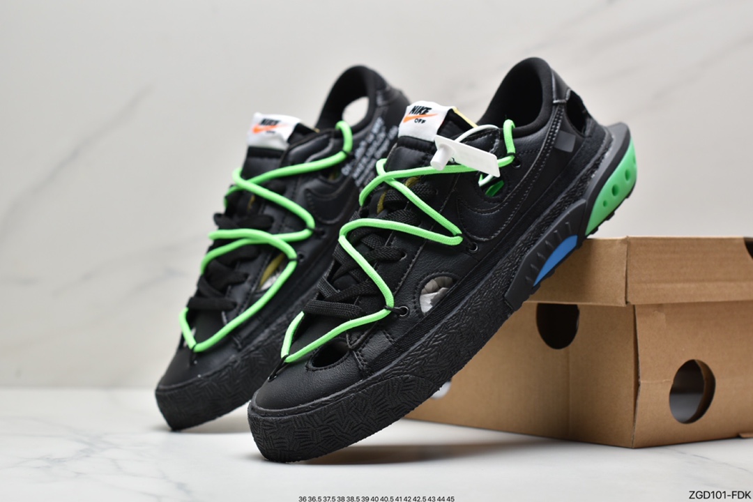 Off-White x NikeBlazerLow Black and Green Deconstructed DH7863-001