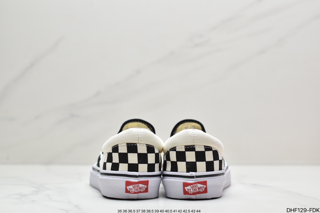 Classic Plaid Canvas Slip-on Lazy Vulcanized Shoes Classic Checkerboard os Vulcanized Shoes ”Black and White Checkerboard”