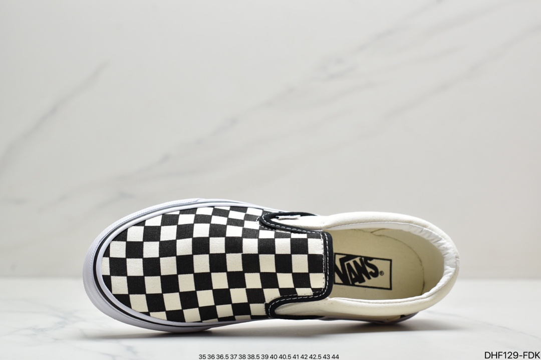 Classic Plaid Canvas Slip-on Lazy Vulcanized Shoes Classic Checkerboard os Vulcanized Shoes ”Black and White Checkerboard”