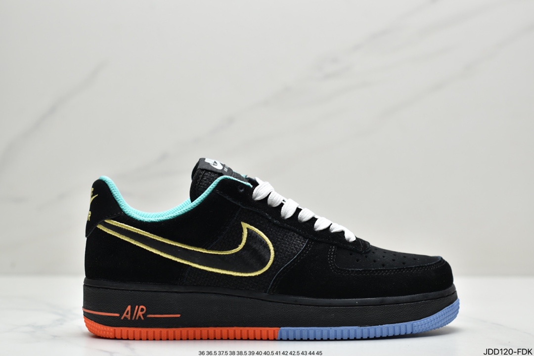 Nike Air Force 1'07 Low ”Black Multi” Air Force One Classic Low Top Sneakers ”Black Color Unity” DM9051-001