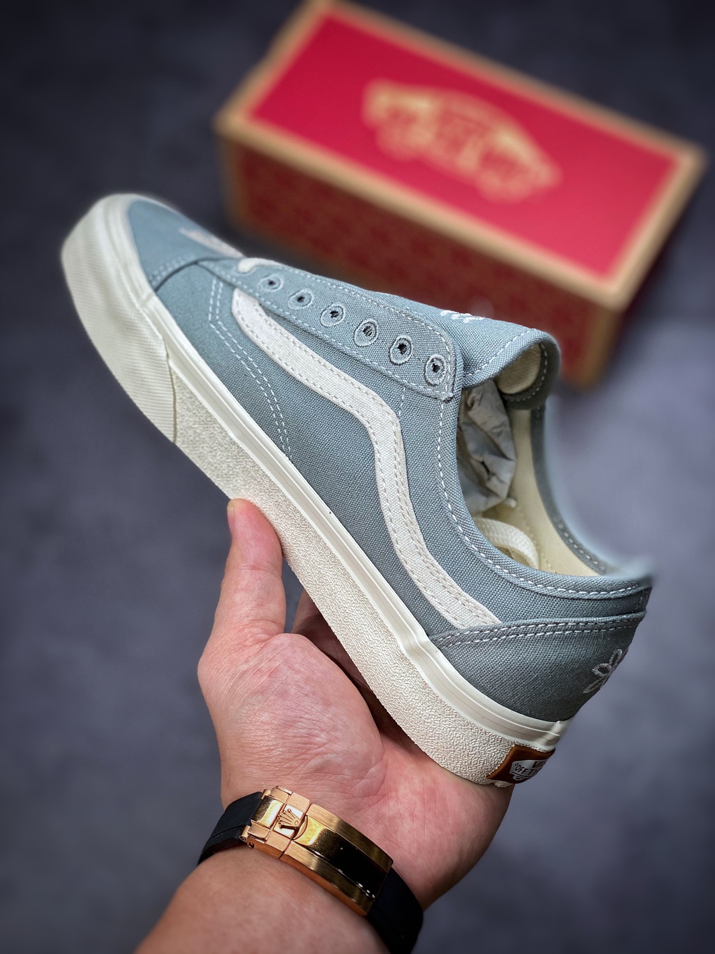 Vans Old Skool Vans Official Grey Green Side Stripe Fun Print Old Skool Sneakers