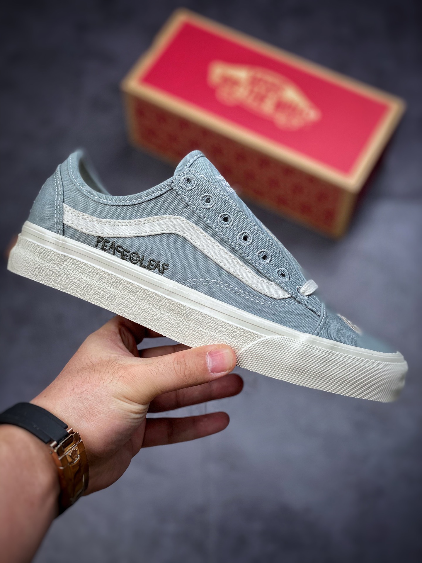 Vans Old Skool Vans Official Grey Green Side Stripe Fun Print Old Skool Sneakers