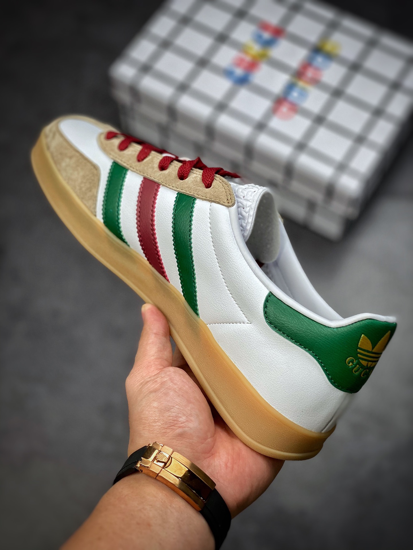 Adidas x GUCCI Blockbuster Co-branded Trefoil Logo and Iconic Three Bars