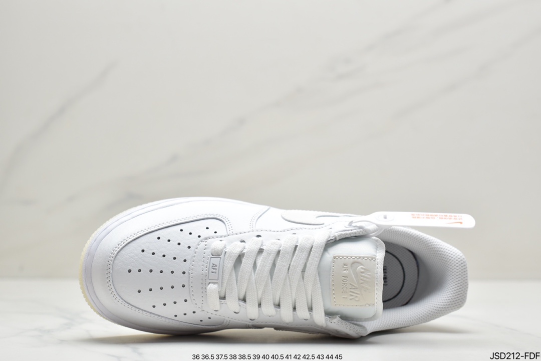 Nike Air Force 1 ”Plychee White Gold Edge” Top Layer Litchi Pattern Platinum Edge AO2132-101