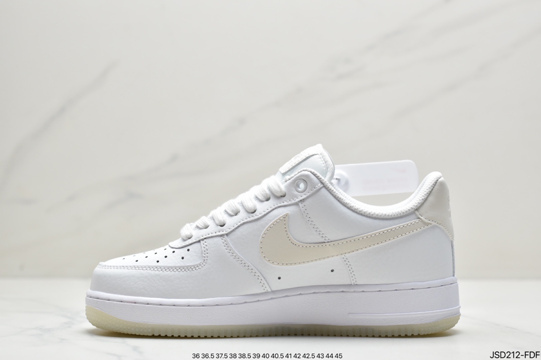 Nike Air Force 1 ”Plychee White Gold Edge” Top Layer Litchi Pattern Platinum Edge AO2132-101