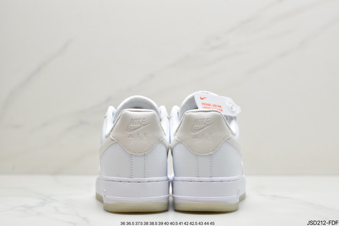 Nike Air Force 1 ”Plychee White Gold Edge” Top Layer Litchi Pattern Platinum Edge AO2132-101