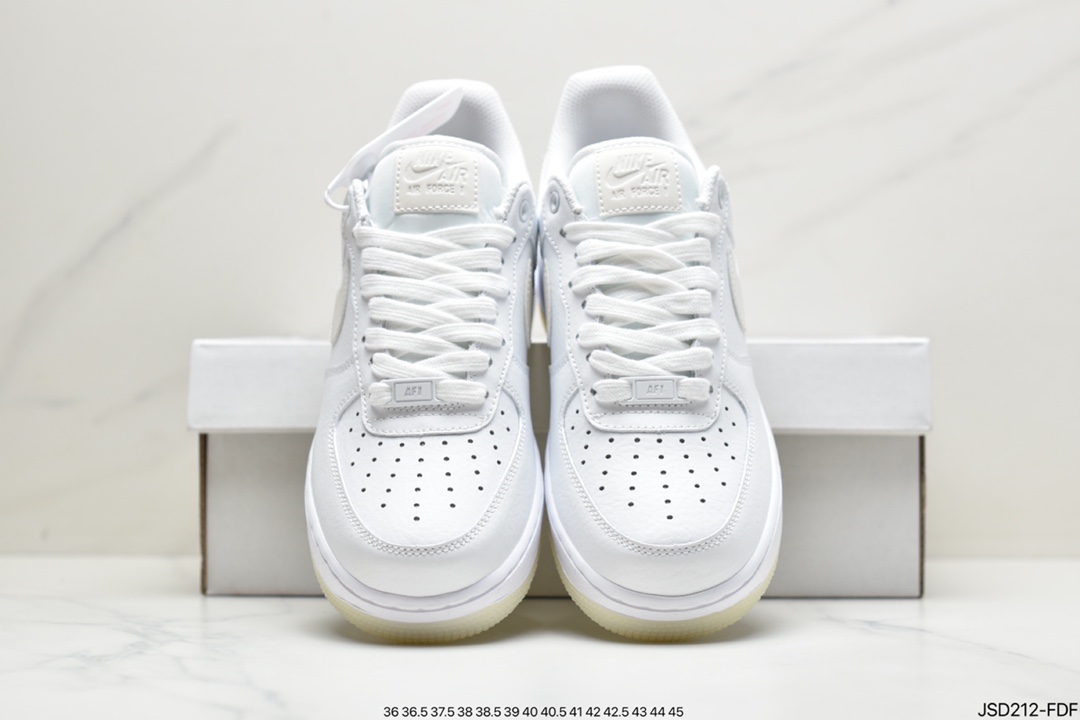 Nike Air Force 1 ”Plychee White Gold Edge” Top Layer Litchi Pattern Platinum Edge AO2132-101