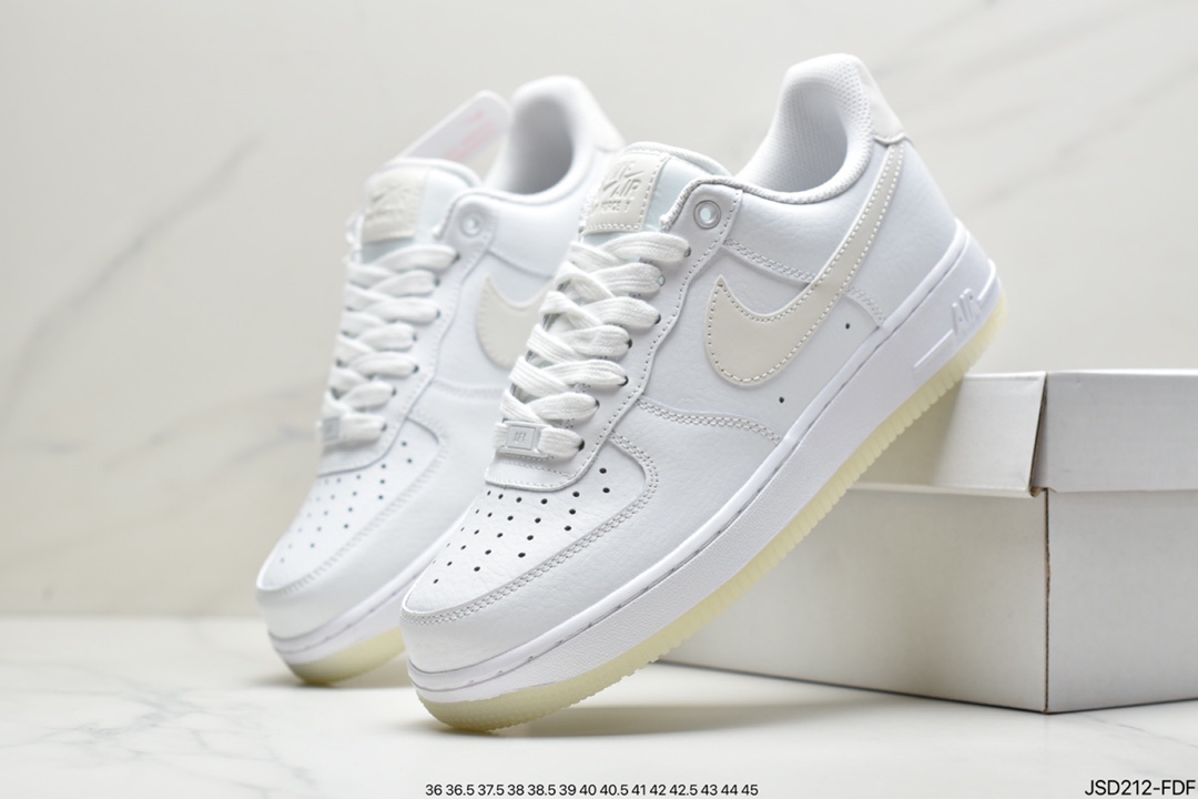 Nike Air Force 1 ”Plychee White Gold Edge” Top Layer Litchi Pattern Platinum Edge AO2132-101