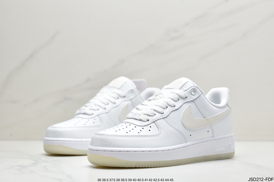 Nike Air Force 1 ”Plychee White Gold Edge” Top Layer Litchi Pattern Platinum Edge AO2132-101