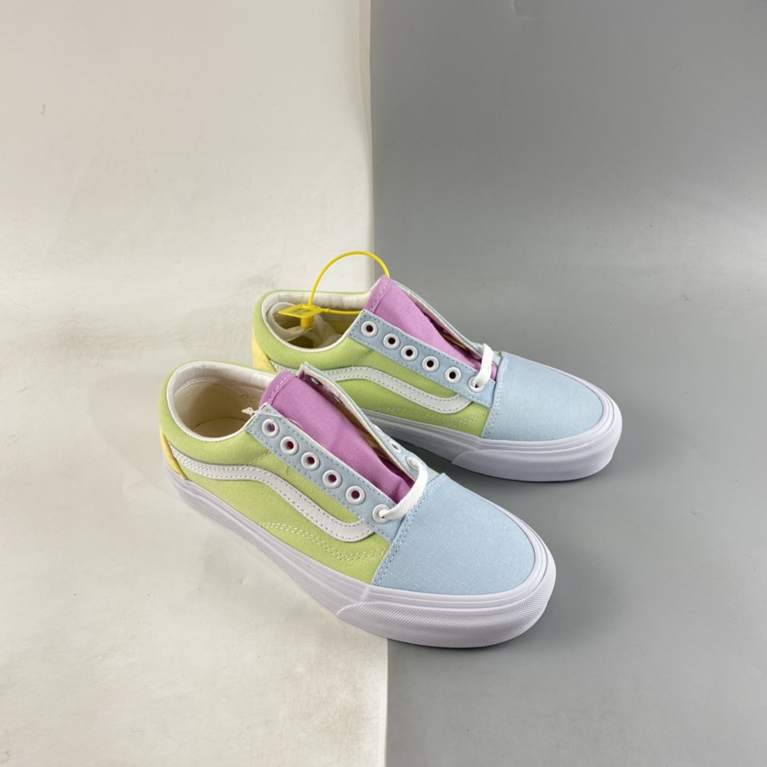 Vans Old Skool Vans Official Blue Yellow Green Colorblock Side Stripe Sneakers VN0A5KRFATD