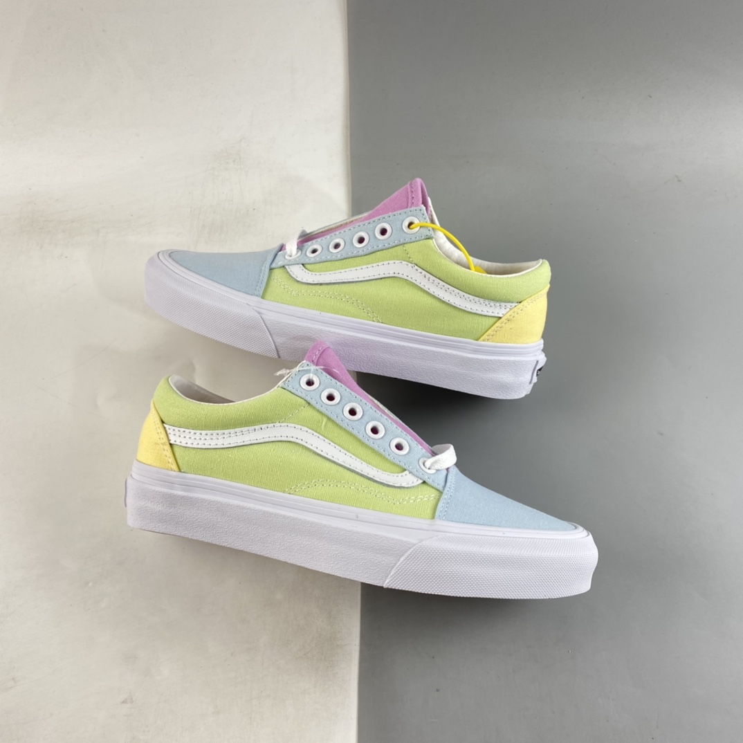 Vans Old Skool Vans Official Blue Yellow Green Colorblock Side Stripe Sneakers VN0A5KRFATD