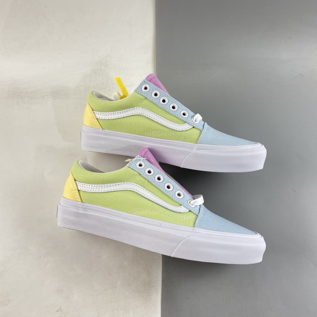 Vans Old Skool Vans Official Blue Yellow Green Colorblock Side Stripe Sneakers VN0A5KRFATD