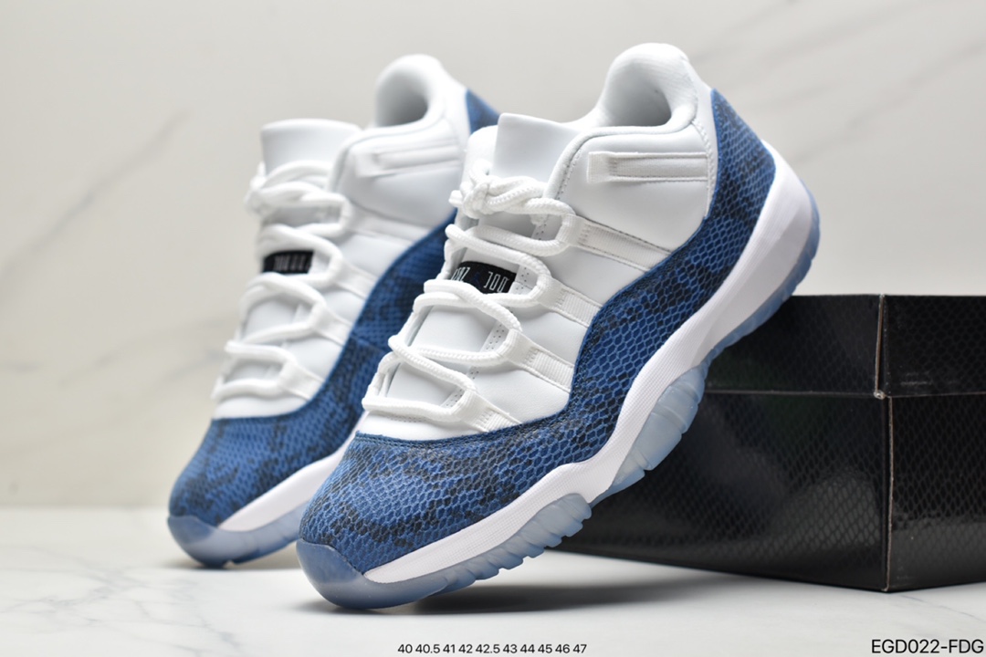 Air Jordan 11 Low SE ” Navy Snakeskin ” AJ11 Joe 11 Men's Cultural Basketball Shoes Blue Snakeskin CD6846-102