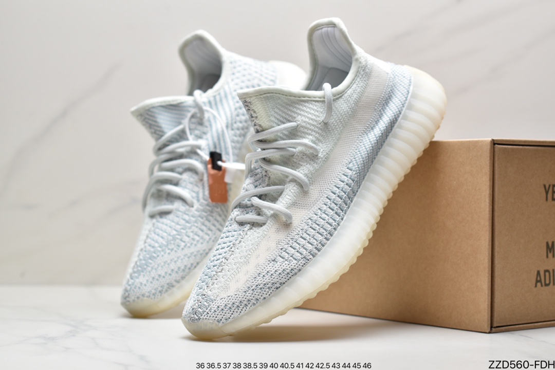 Kanye West x Adidas Yeezy Boost 350 V2 ”Light” Cotton White Jogging Shoes EG7492