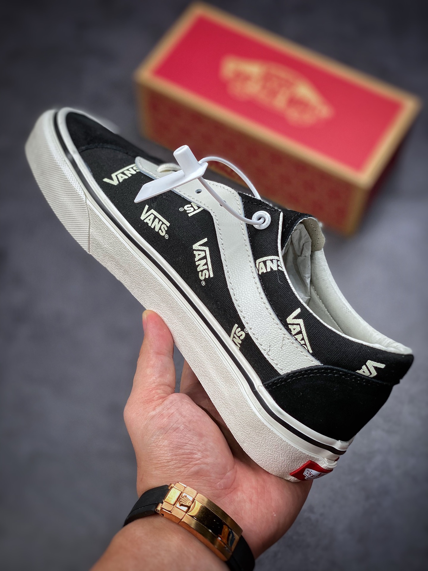 VANS Bold Vans black and white letter print black low-top LOGO canvas shoes BOLD