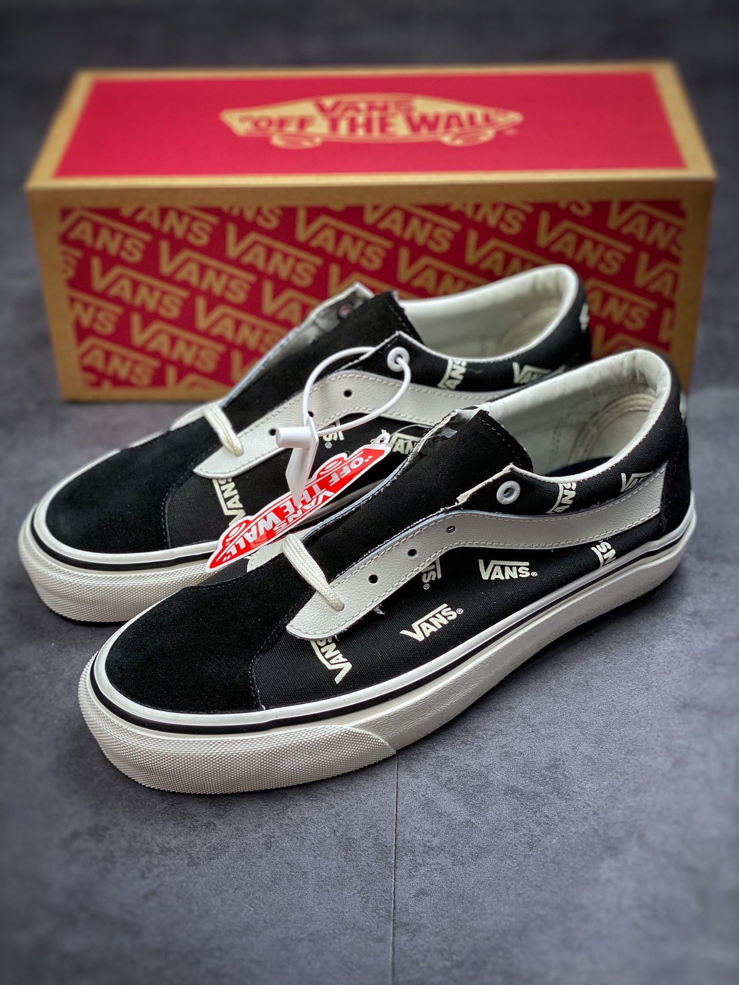 VANS Bold Vans black and white letter print black low-top LOGO canvas shoes BOLD