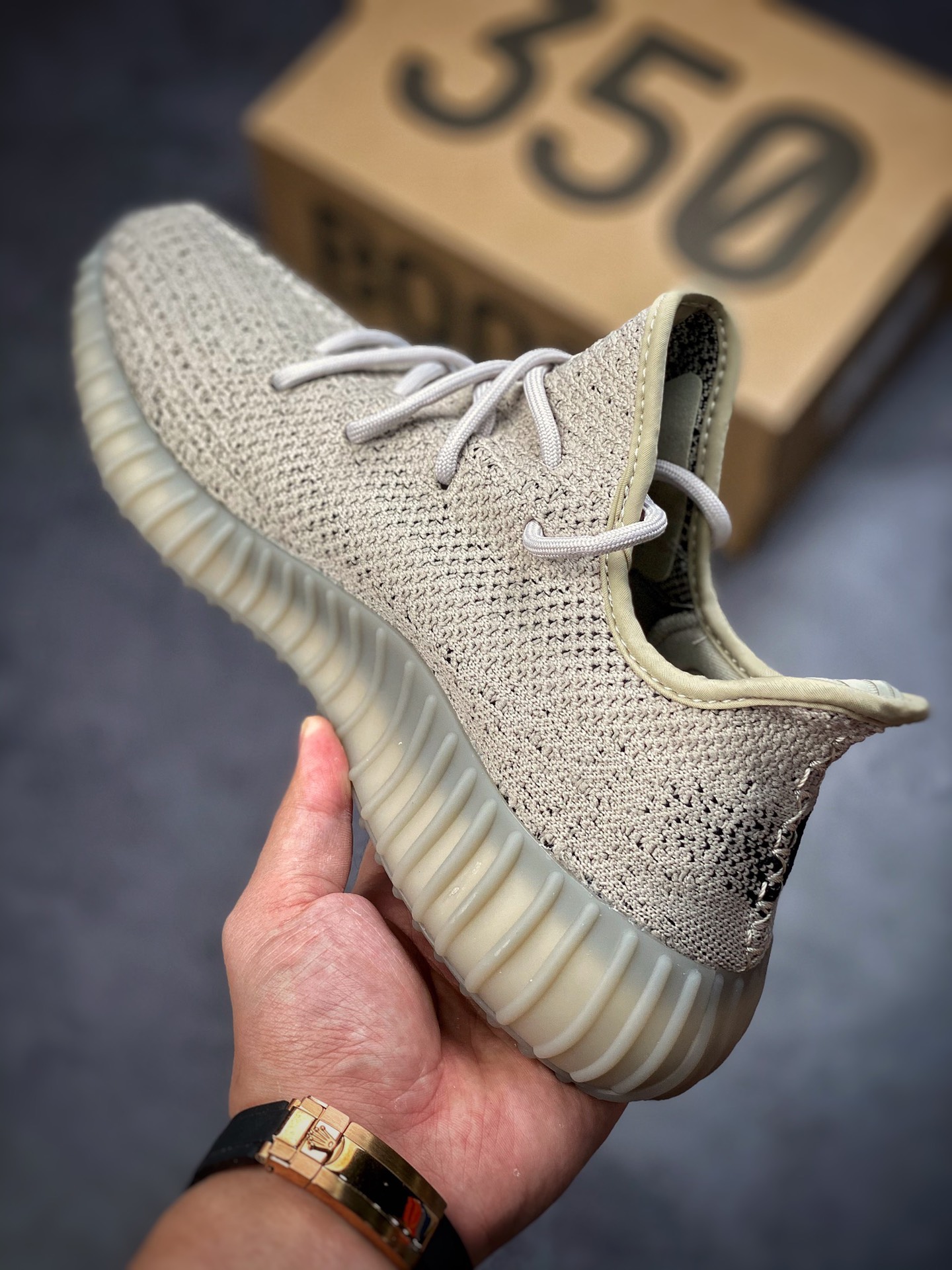 Adidas Yeezy Boost 350V2 Coconut 350 Series / Khaki Black ”Sesame Paint Strips” HP7870