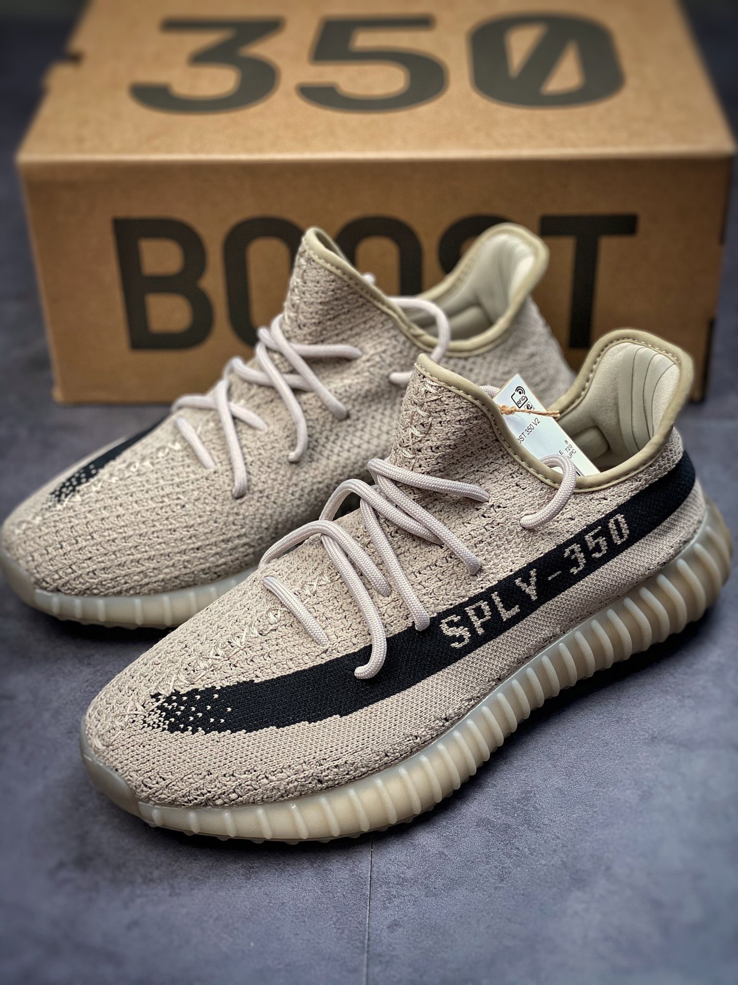 Adidas Yeezy Boost 350V2 Coconut 350 Series / Khaki Black ”Sesame Paint Strips” HP7870