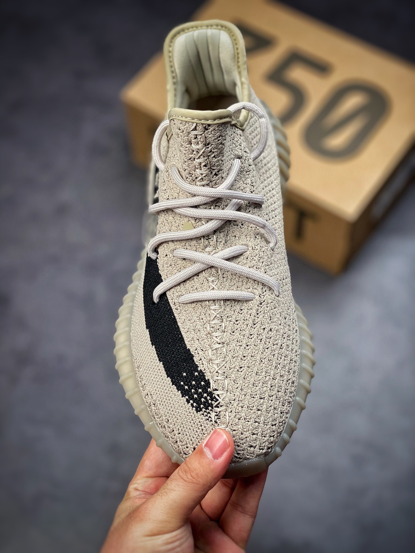 Adidas Yeezy Boost 350V2 Coconut 350 Series / Khaki Black ”Sesame Paint Strips” HP7870