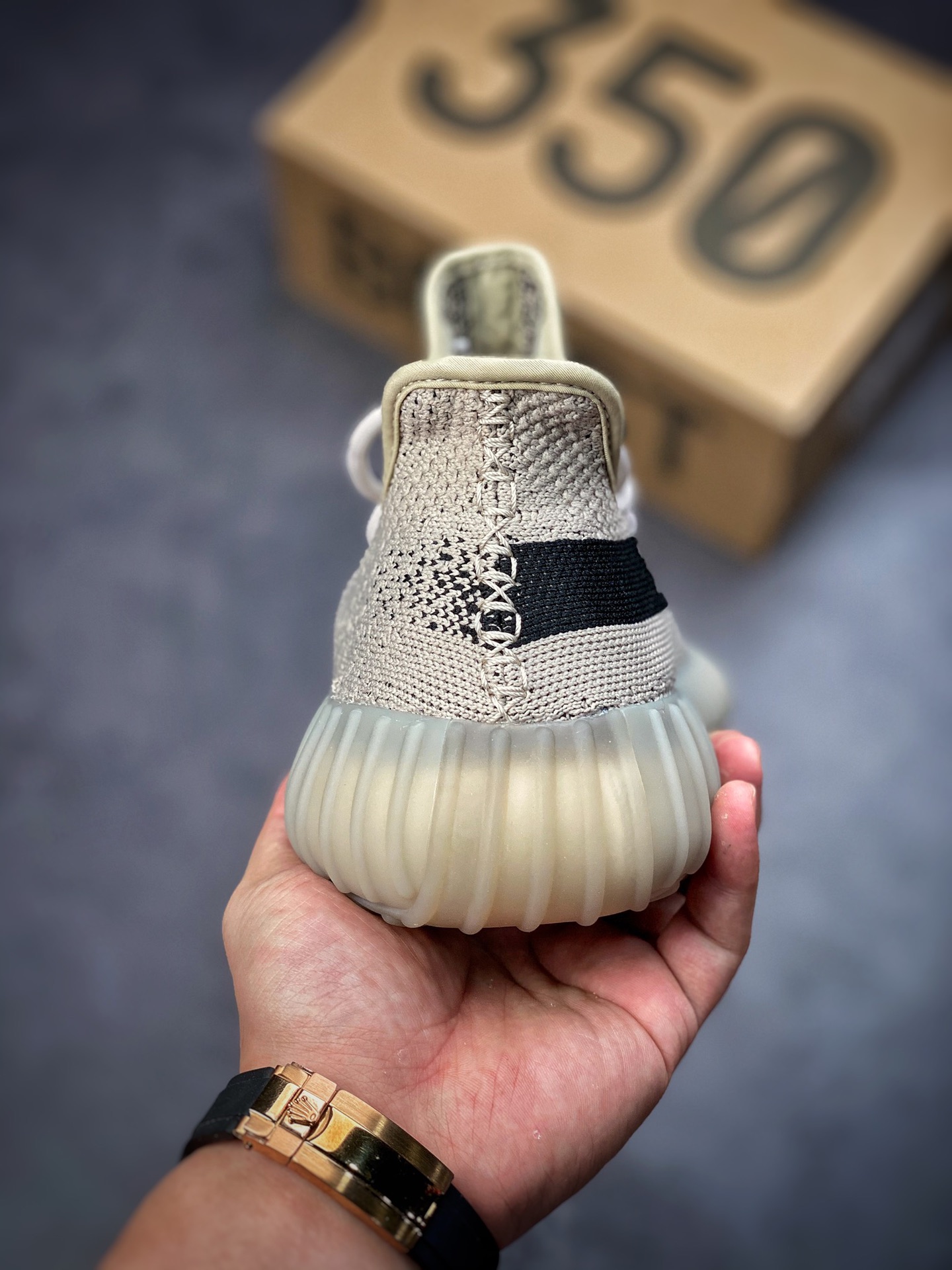 Adidas Yeezy Boost 350V2 Coconut 350 Series / Khaki Black ”Sesame Paint Strips” HP7870