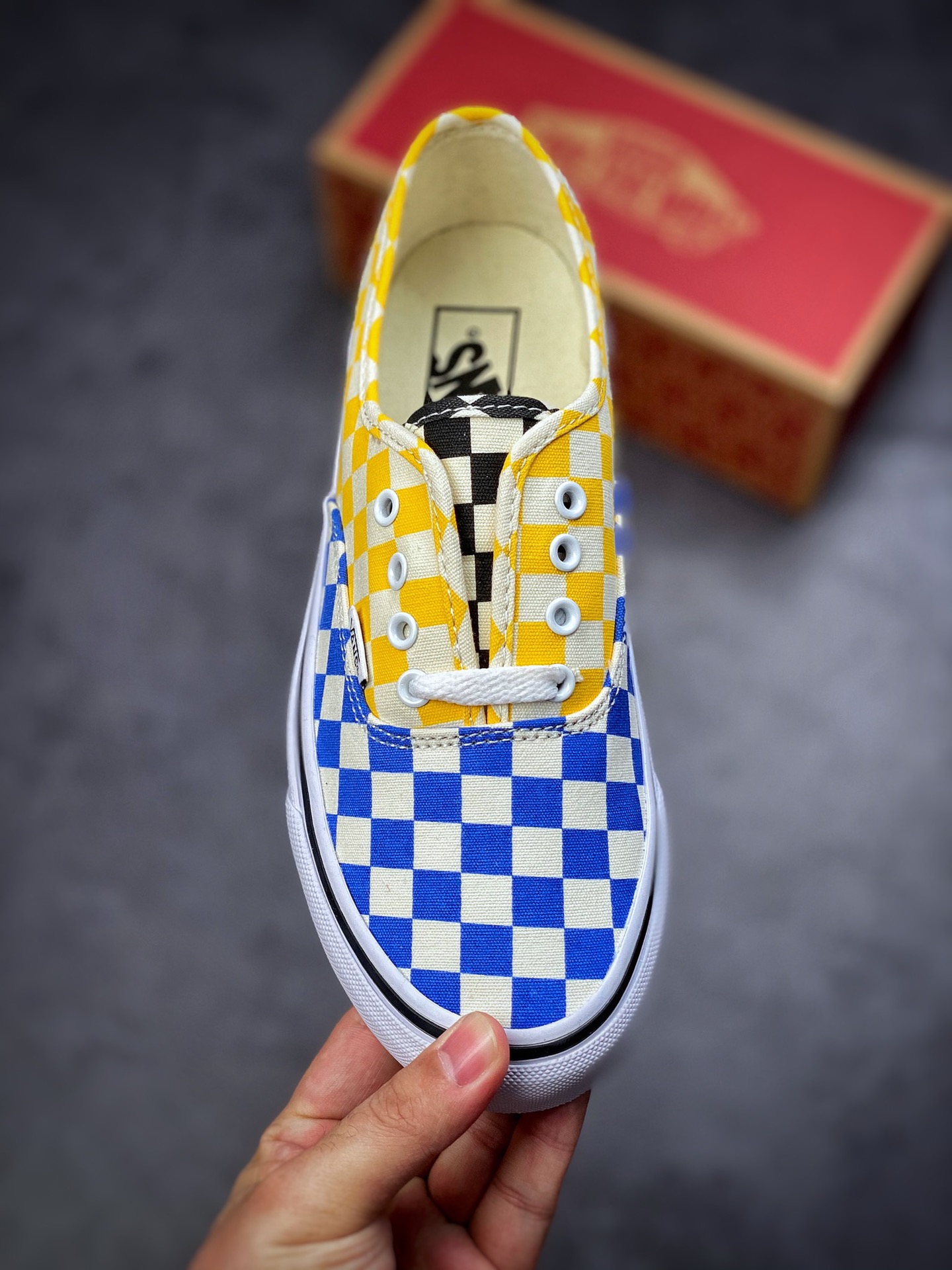 VANS Authentic checkerboard stitching contrast color coconut tree low-top canvas shoes men and women couple shoes