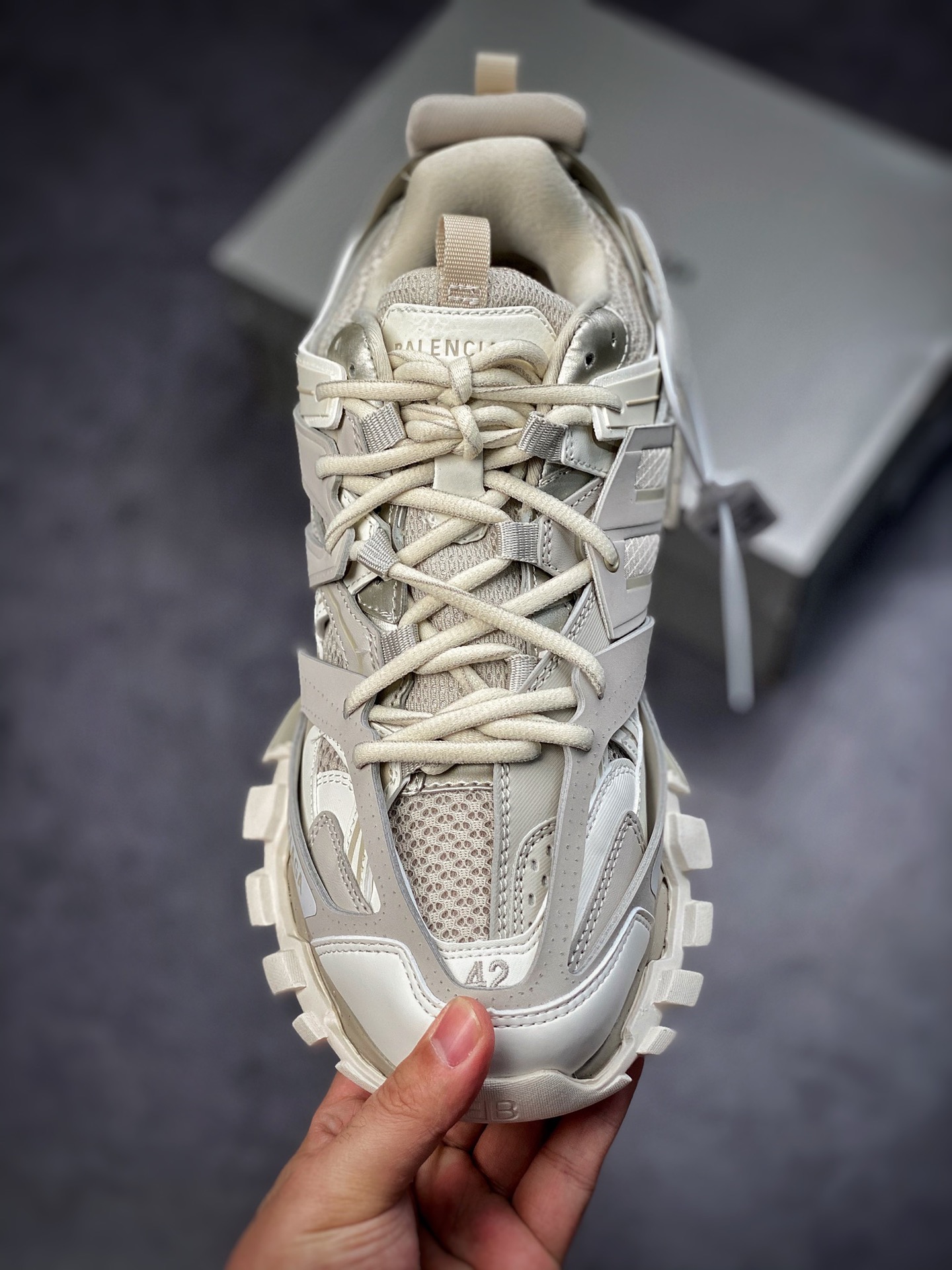 3.0 Functional Balenciaga Sneaker Tess 3.0 Sand Grey Cream White (No Light Version) 542023 W3FE4 9697